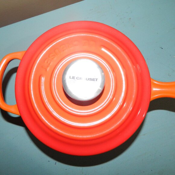 Le Creuset Signature Enameled Cast Iron Sauce Pan 1.75 qt, Flame - Picture 2 of 8